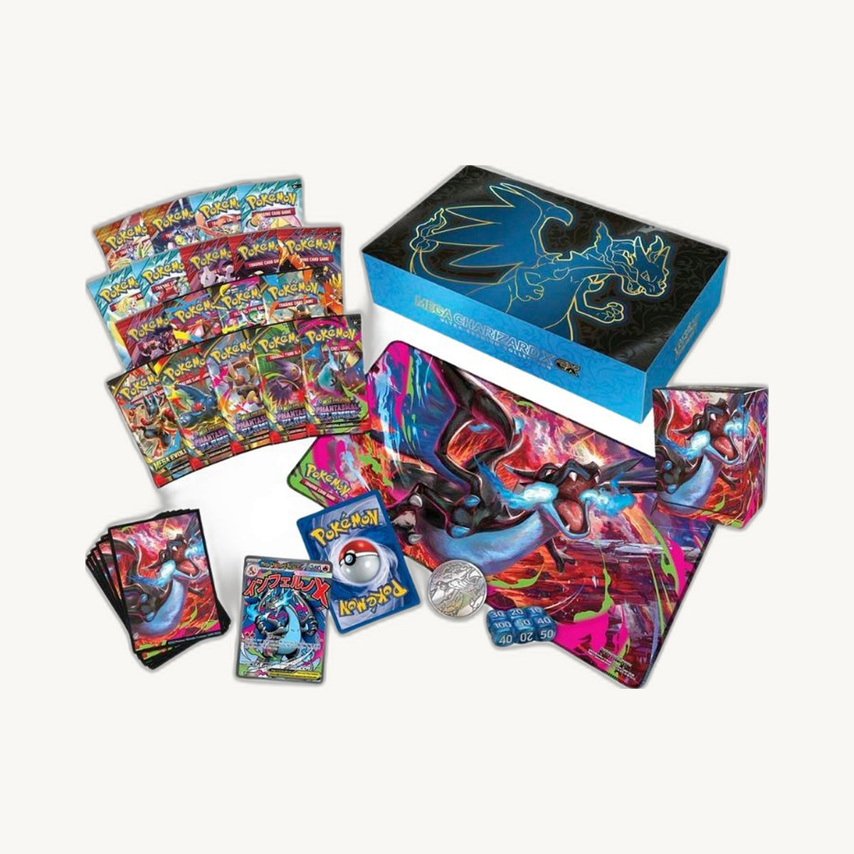 Pokémon TCG: Mega Evolution - Phantasmal Flames Mega Charizard X ex Ultra Premium Collection - contents