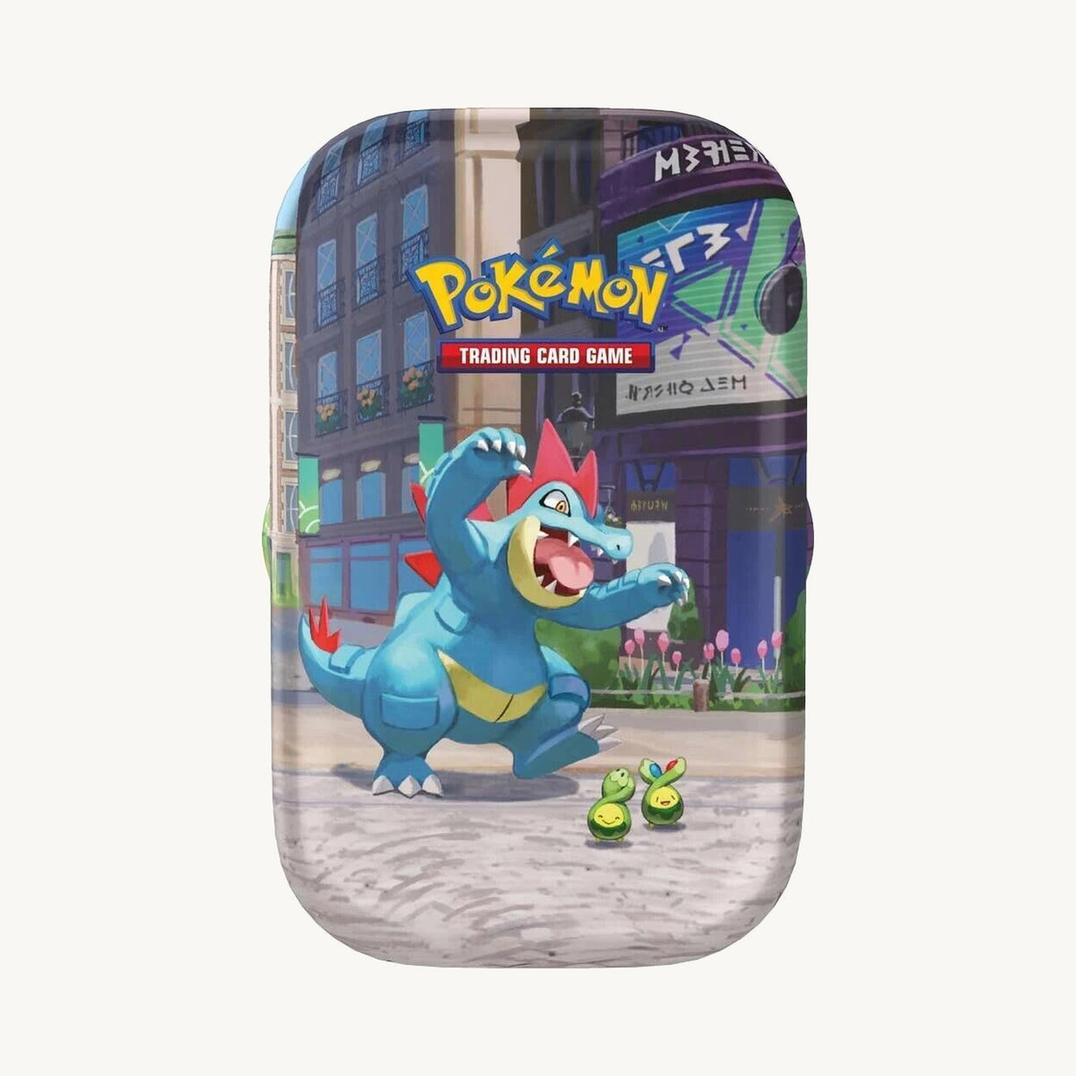 Pokémon TCG: Lumiose City Mini Tin - Feraligatr & Budew - front view