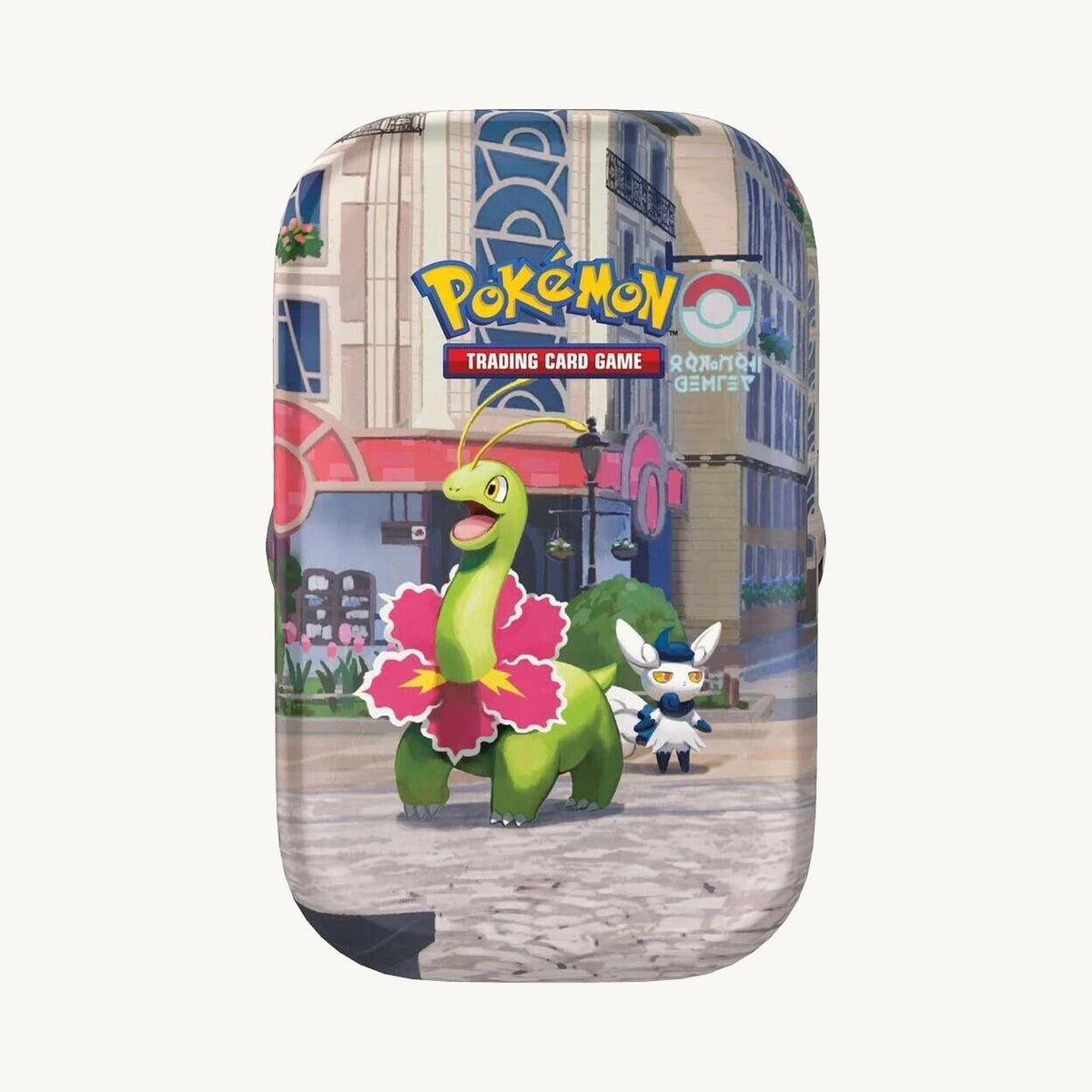 Pokémon TCG: Lumiose City Mini Tin - Meganium & Meowstic - front view