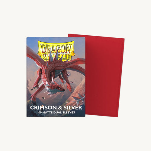 Dragon Shield: Dual Matte Sleeves (100ct) - Crimson & Silver - front view