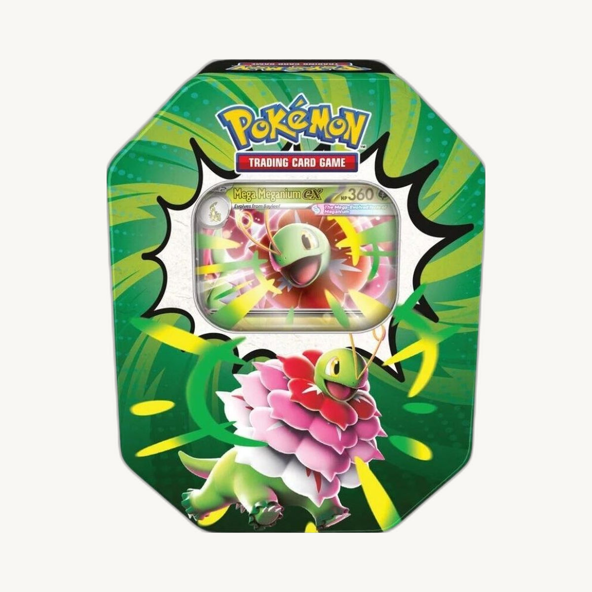 Pokémon TCG: Mega Evolution - Ascended Heroes Tin (Mega Meganium) - front view