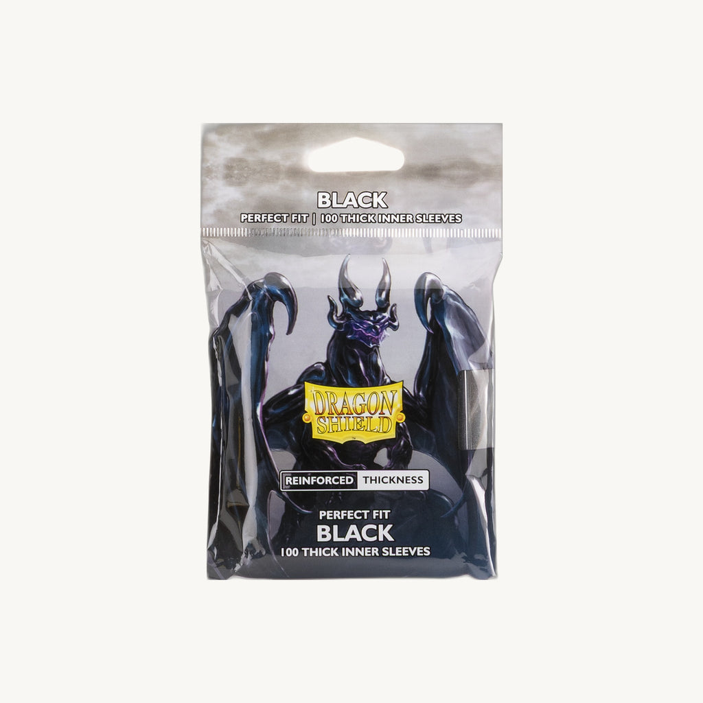 Dragon Shield: Perfect Fit Thick Black Sleeves (100ct) - front view