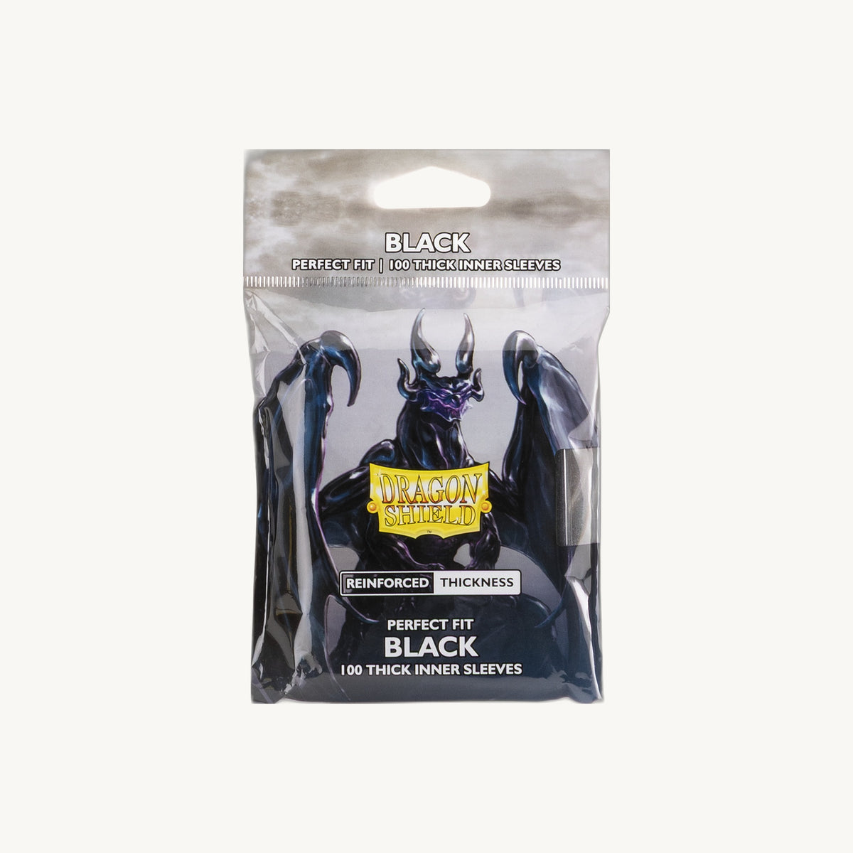 Dragon Shield: Perfect Fit Thick Black Sleeves (100ct) - front view