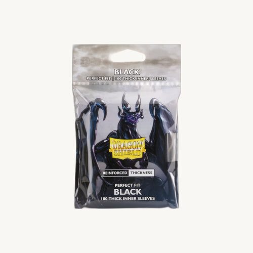 Dragon Shield: Perfect Fit Thick Black Sleeves (100ct) - front view