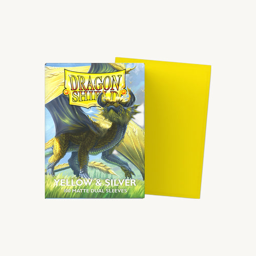 Dragon Shield: Dual Matte Sleeves (100ct) - Yellow & Silver - front view