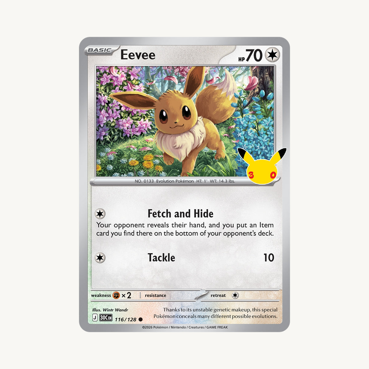 Pokémon TCG: 30th Celebration Knockout Collection - contents, Eevee foil card
